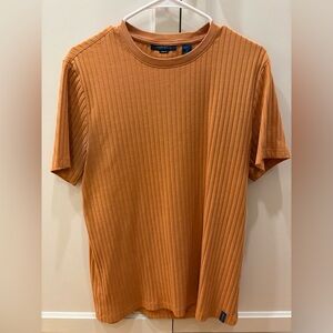 Perry Ellis Men’s Ribbed Short-Sleeve Crew in Burnt Orange